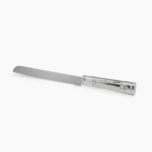 Picture of Challah Knife Silver Plated Forma Style Serrated Blade by Hazorfim